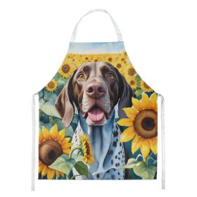 German Shorthaired Pointer in Sunflowers Apron Cooking Kitchen Server Baking Crafts Gardening for Adult Women Men, Unisex, Large, Multicolor