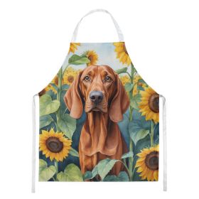 Redbone Coonhound in Sunflowers Apron Cooking Kitchen Server Baking Crafts Gardening for Adult Women Men, Unisex, Large, Multicolor
