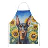 Doberman Pinscher in Sunflowers Apron Cooking Kitchen Server Baking Crafts Gardening for Adult Women Men, Unisex, Large, Multicolor