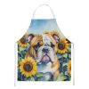 English Bulldog in Sunflowers Apron Cooking Kitchen Server Baking Crafts Gardening for Adult Women Men, Unisex, Large, Multicolor