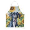 Great Dane in Sunflowers Apron Cooking Kitchen Server Baking Crafts Gardening for Adult Women Men, Unisex, Large, Multicolor