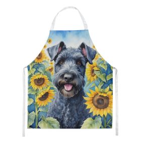 Kerry Blue Terrier in Sunflowers Apron Cooking Kitchen Server Baking Crafts Gardening for Adult Women Men, Unisex, Large, Multicolor