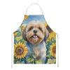 Lhasa Apso in Sunflowers Apron Cooking Kitchen Server Baking Crafts Gardening for Adult Women Men, Unisex, Large, Multicolor