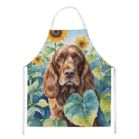 English Cocker Spaniel in Sunflowers Apron Cooking Kitchen Server Baking Crafts Gardening for Adult Women Men, Unisex, Large, Multicolor
