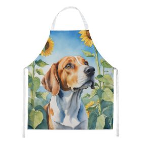 English Foxhound in Sunflowers Apron Cooking Kitchen Server Baking Crafts Gardening for Adult Women Men, Unisex, Large, Multicolor