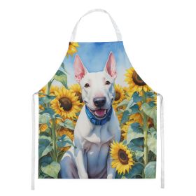 NEW English Bull Terrier in Sunflowers Apron Cooking Kitchen Server Baking Crafts Gardening for Adult Women Men, Unisex, Large, Multicolor