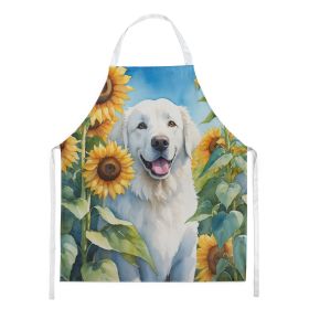 Kuvasz in Sunflowers Apron Cooking Kitchen Server Baking Crafts Gardening for Adult Women Men, Unisex, Large, Multicolor