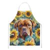 Dogue de Bordeaux in Sunflowers Apron Cooking Kitchen Server Baking Crafts Gardening for Adult Women Men, Unisex, Large, Multicolor