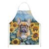 French Bulldog in Sunflowers Apron Cooking Kitchen Server Baking Crafts Gardening for Adult Women Men, Unisex, Large, Multicolor