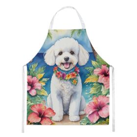 Bichon Frise Luau Apron Cooking Kitchen Server Baking Crafts Gardening for Adult Women Men, Unisex, Large, Multicolor