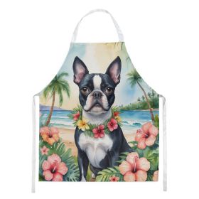Boston Terrier Luau Apron Cooking Kitchen Server Baking Crafts Gardening for Adult Women Men, Unisex, Large, Multicolor
