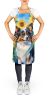 Papillon in Sunflowers Apron Cooking Kitchen Server Baking Crafts Gardening for Adult Women Men, Unisex, Large, Multicolor