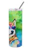 Siberian Husky Hippie Dawg Stainless Steel Skinny Tumbler Vacuum Double Walled Reusable Insulated Tumbler Travel Cup for Coffee Cocktails Gift with Li